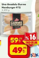 UNO ANADOLU GURME HAMBURGER EKMEĞİ 4'LÜ